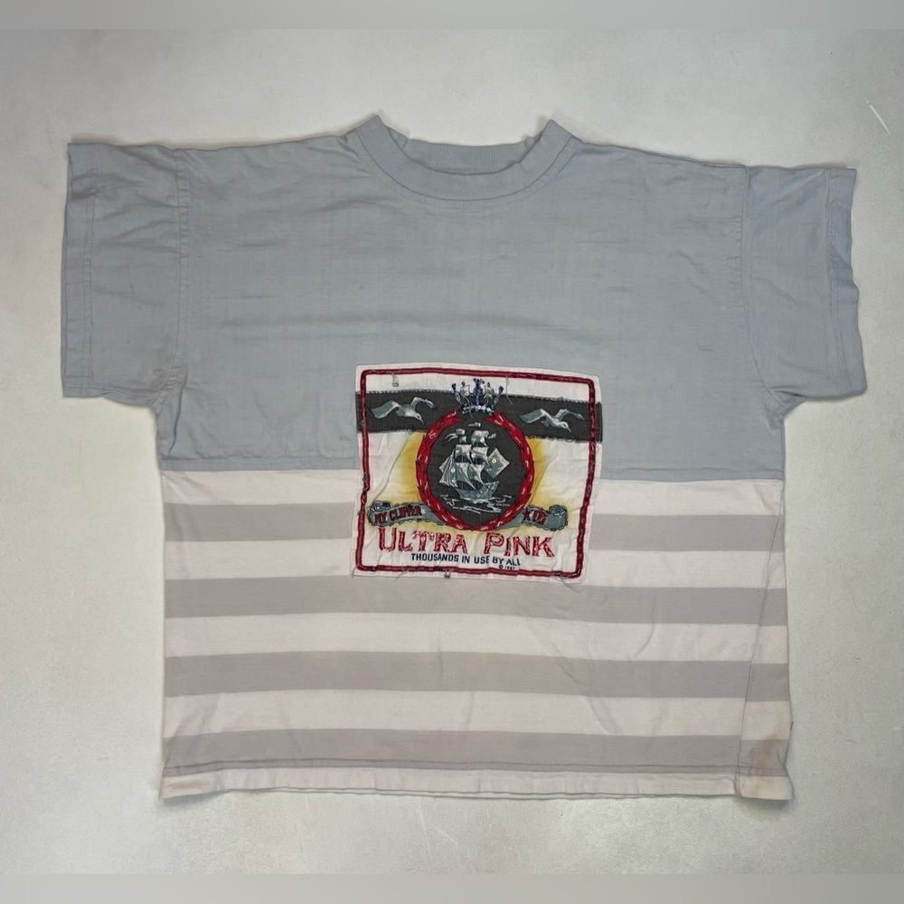 VINTAGE Ultrapink 1987 T-shirt Women Size 1 Small Oversized Colorblock 80s